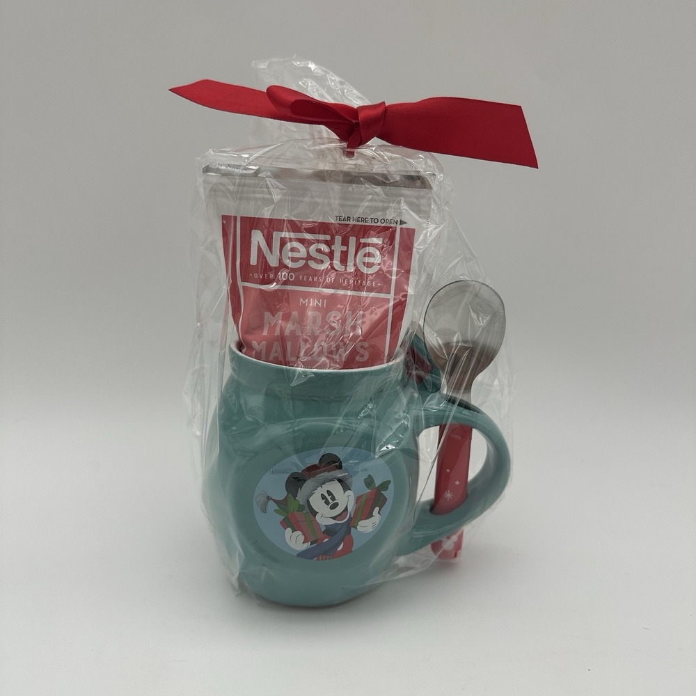 Disney Mug Set Mug Cocoa Mix Spoon Gift Set Christmas Mickey Mouse Hot Chocolate